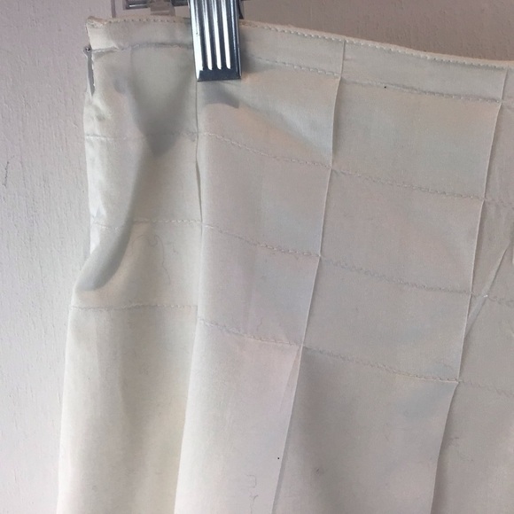 Pleated white cotton drop waist lined embroidered hem Sunny Leigh midi skirt Sz8 - Picture 4 of 6